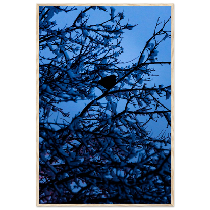 Blue Bird – kék madár faágon fakeretes fotónyomat