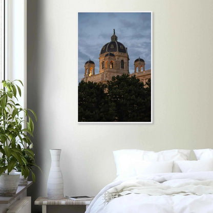 Exterior view of the Kunsthistorisches Museum on wooden frame wall art in Vienna, Austria, a grand historic art history museum building on the wall in the Bedroom