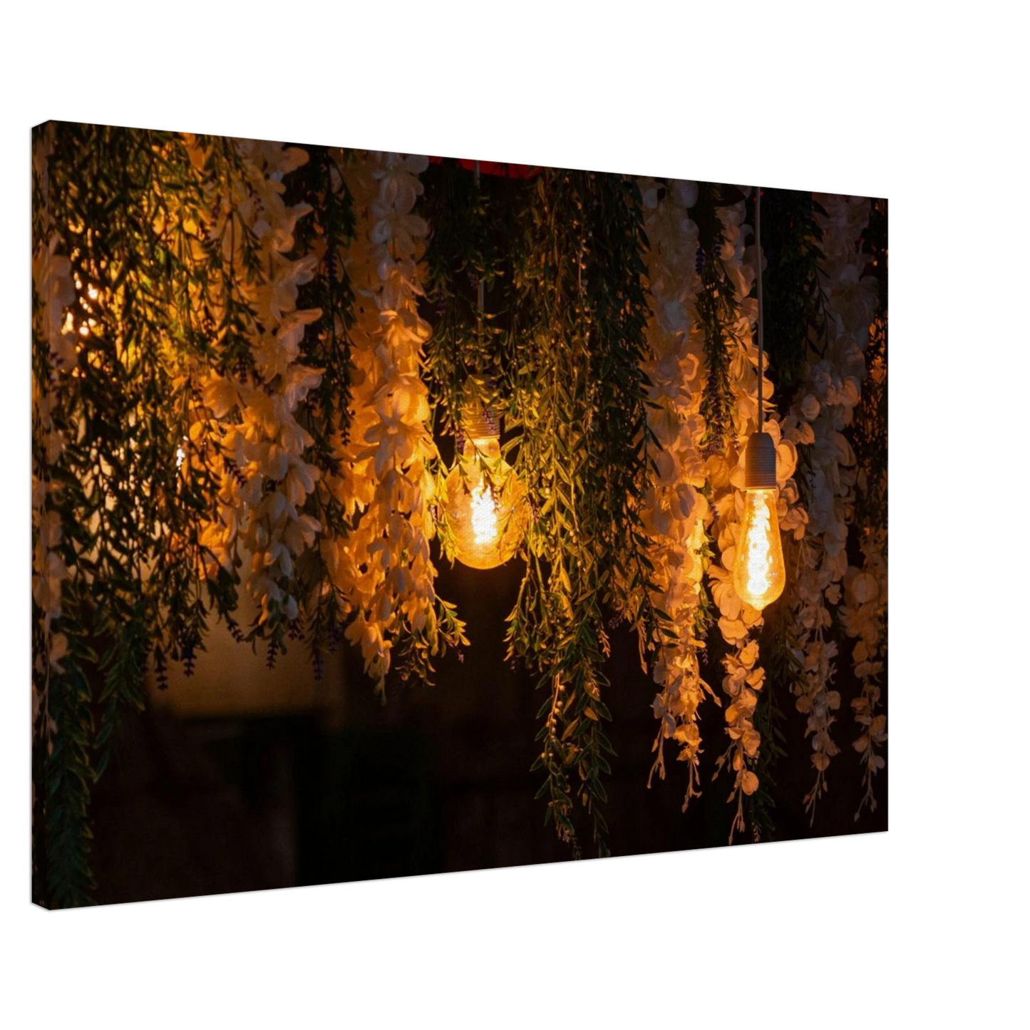 Nature canvas print wall art with featuring fairy lights and spring flowers