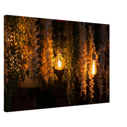 Nature canvas print wall art with featuring fairy lights and spring flowers