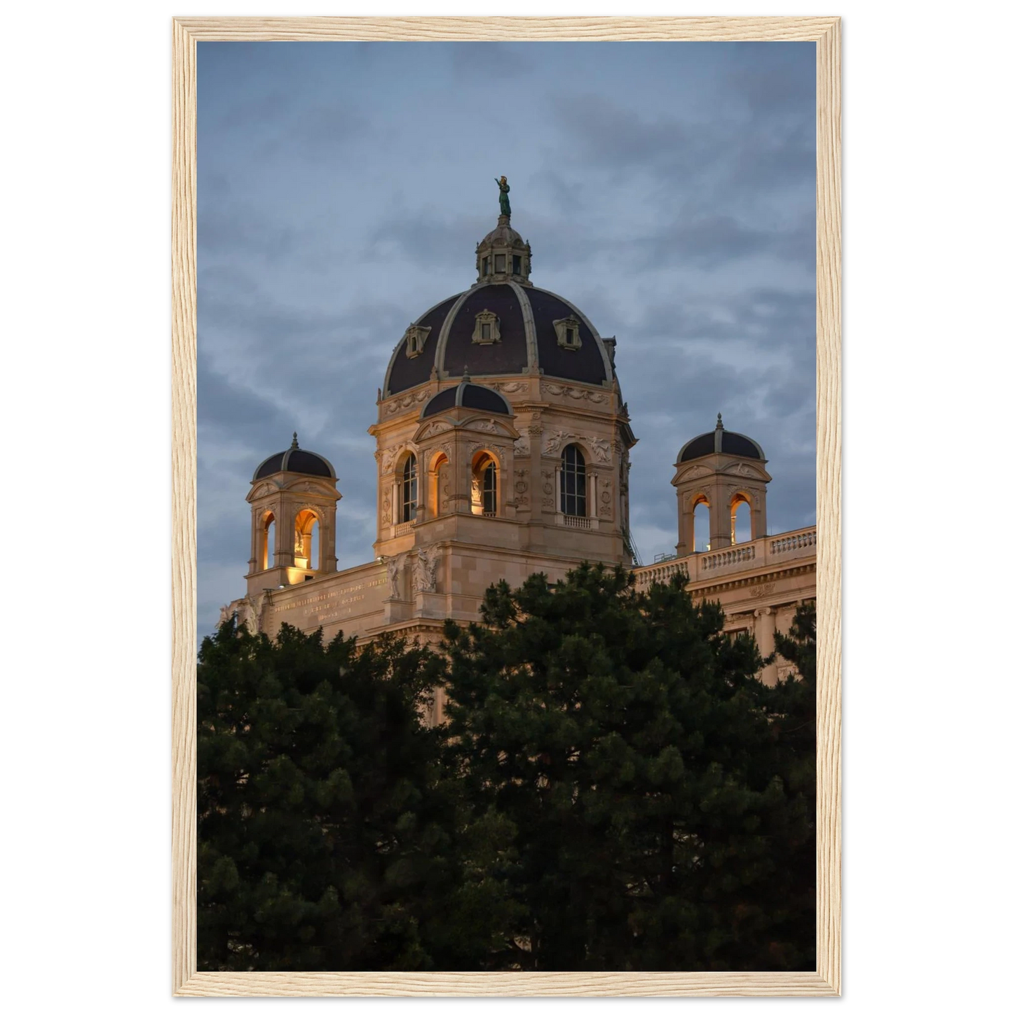 Exterior view of the Kunsthistorisches Museum on wooden frame wall art in Vienna, Austria, a grand historic art history museum building