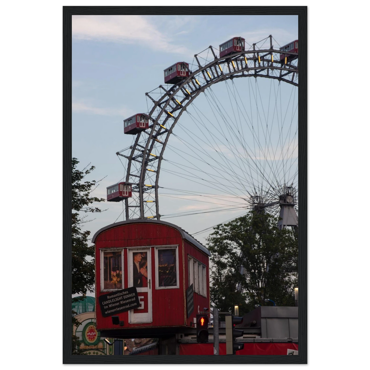 Historic Prater Ferris Wheel (Wiener Riesenrad) in Vienna, Austria, one of the oldest and most famous Ferris wheels in the world on wooden framed wall art