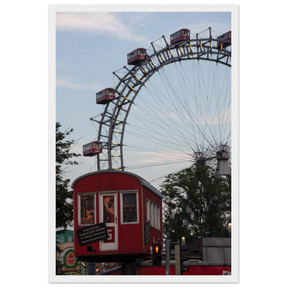 Historic Prater Ferris Wheel (Wiener Riesenrad) in Vienna, Austria, one of the oldest and most famous Ferris wheels in the world on wooden framed wall art