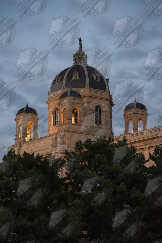 Digital Picture art Exterior view of the Kunsthistorisches Museum in Vienna, Austria, a grand historic art history museum building