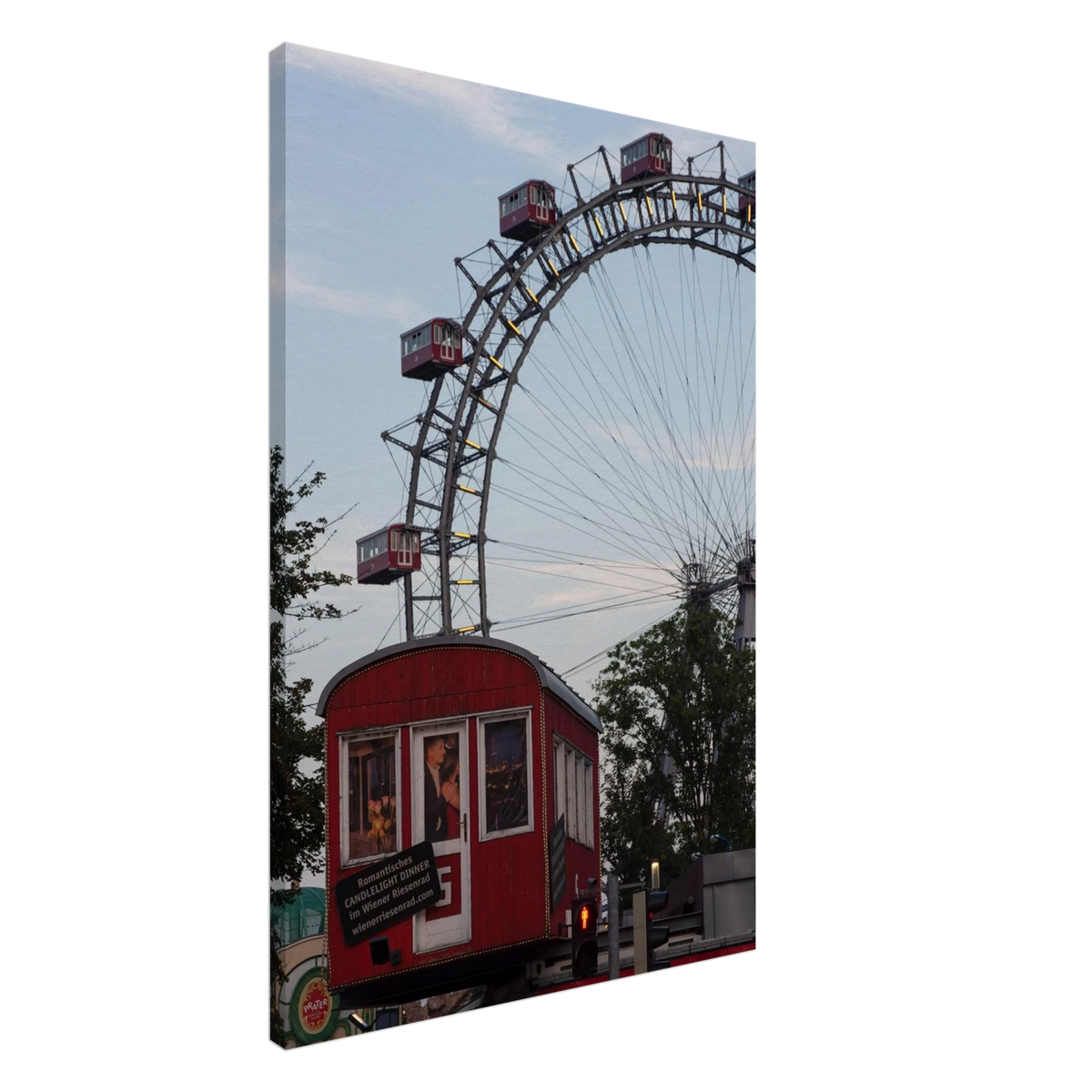 Historic Prater Ferris Wheel (Wiener Riesenrad) in Vienna, Austria, one of the oldest and most famous Ferris wheels in the world on Canvas print wall art